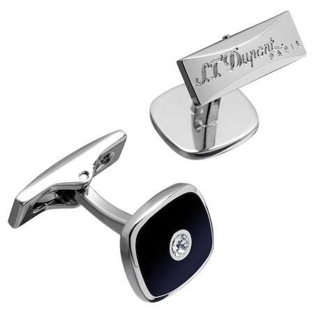デュポン カフリンクス カフスボタン スクエア ブラック＆クロム