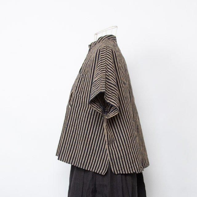 ヤンマ産業 会津木綿 スタンドカラーシャツ 半袖 棒縞 YAMMA｜FRANK