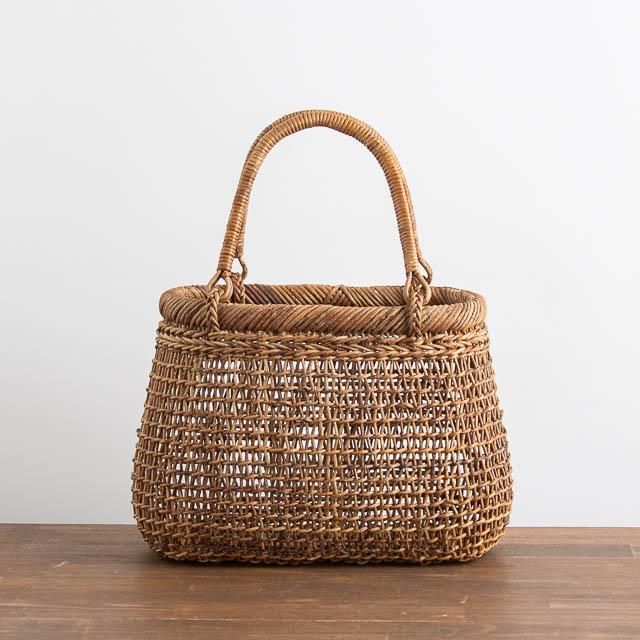 あけび かごバッグ 赤棒 小判スカシ編み下ぶくれ 小｜FRANK暮らしの道具