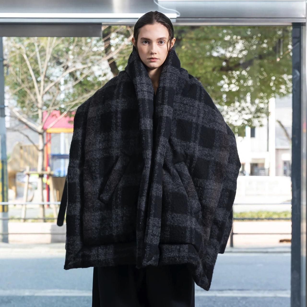 VOAAOV モヘアタッチウールダウンストール Black - BISHOOL,Edwina