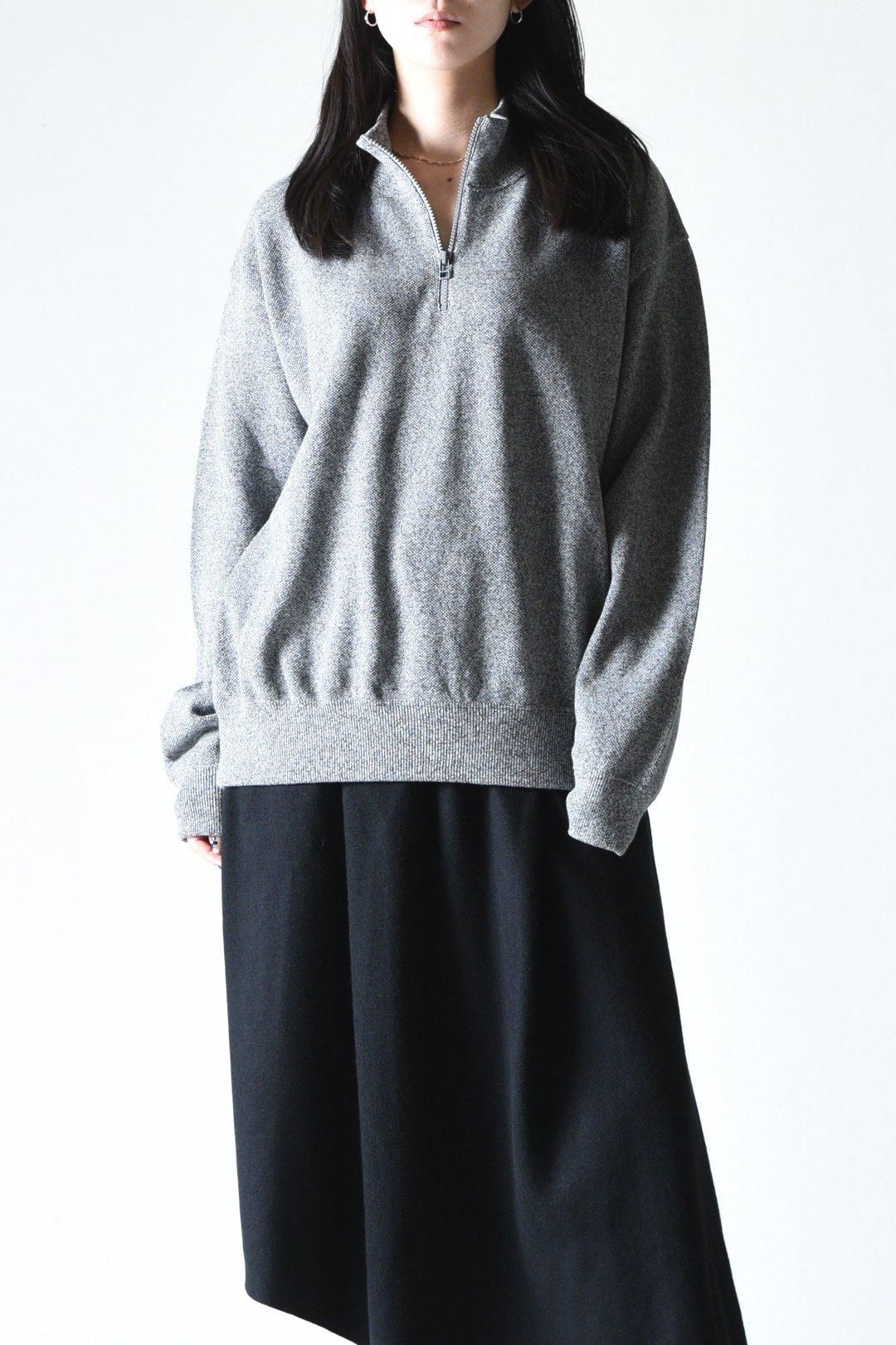 crepuscule Light Moss Stitch Half Zip Pullover D.Gray - BISHOOL