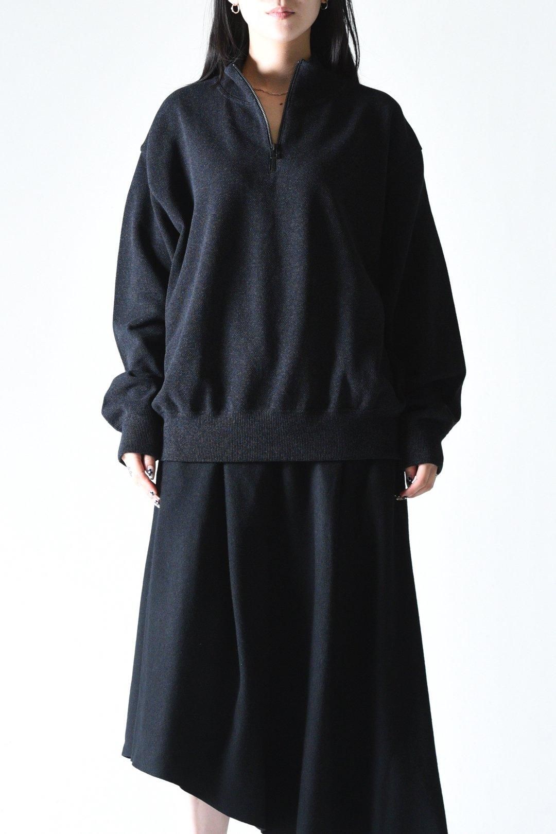 crepuscule Light Moss Stitch Half Zip Pullover Black - BISHOOL