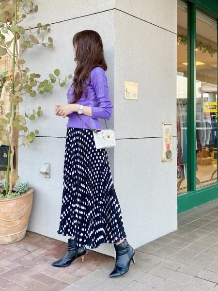 Priority(プライオリティ)新色追加☆プリーツガウチョパンツ・ドット柄