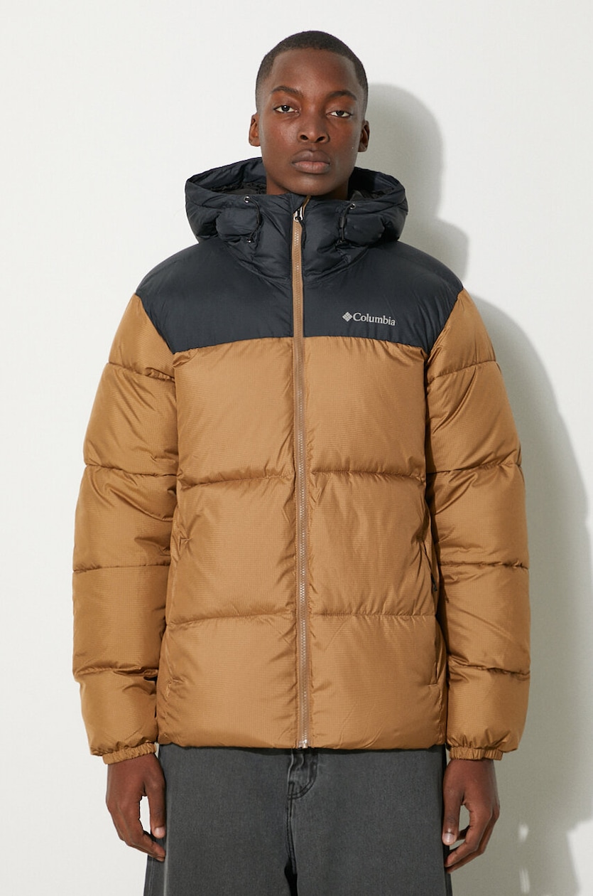 Columbia jacket Puffect Hooded Jacket men's brown color 2008413 at