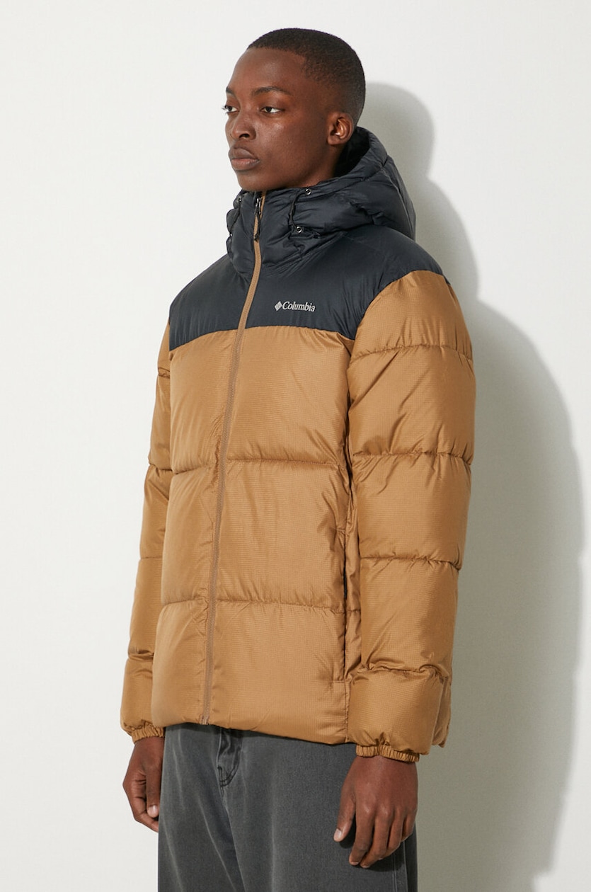 Columbia jacket Puffect Hooded Jacket men's brown color 2008413 at