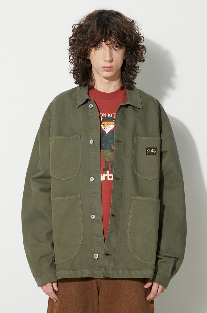 Stan Ray denim jacket COVERALL JACKET (UNLINED) men's green color