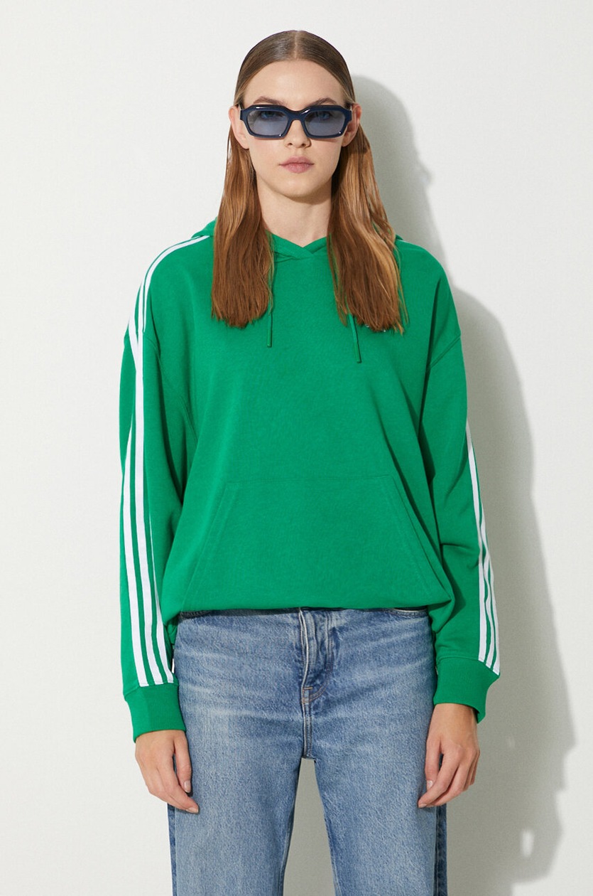 adidas Originals sweatshirt Tartan Half Zip women's green color