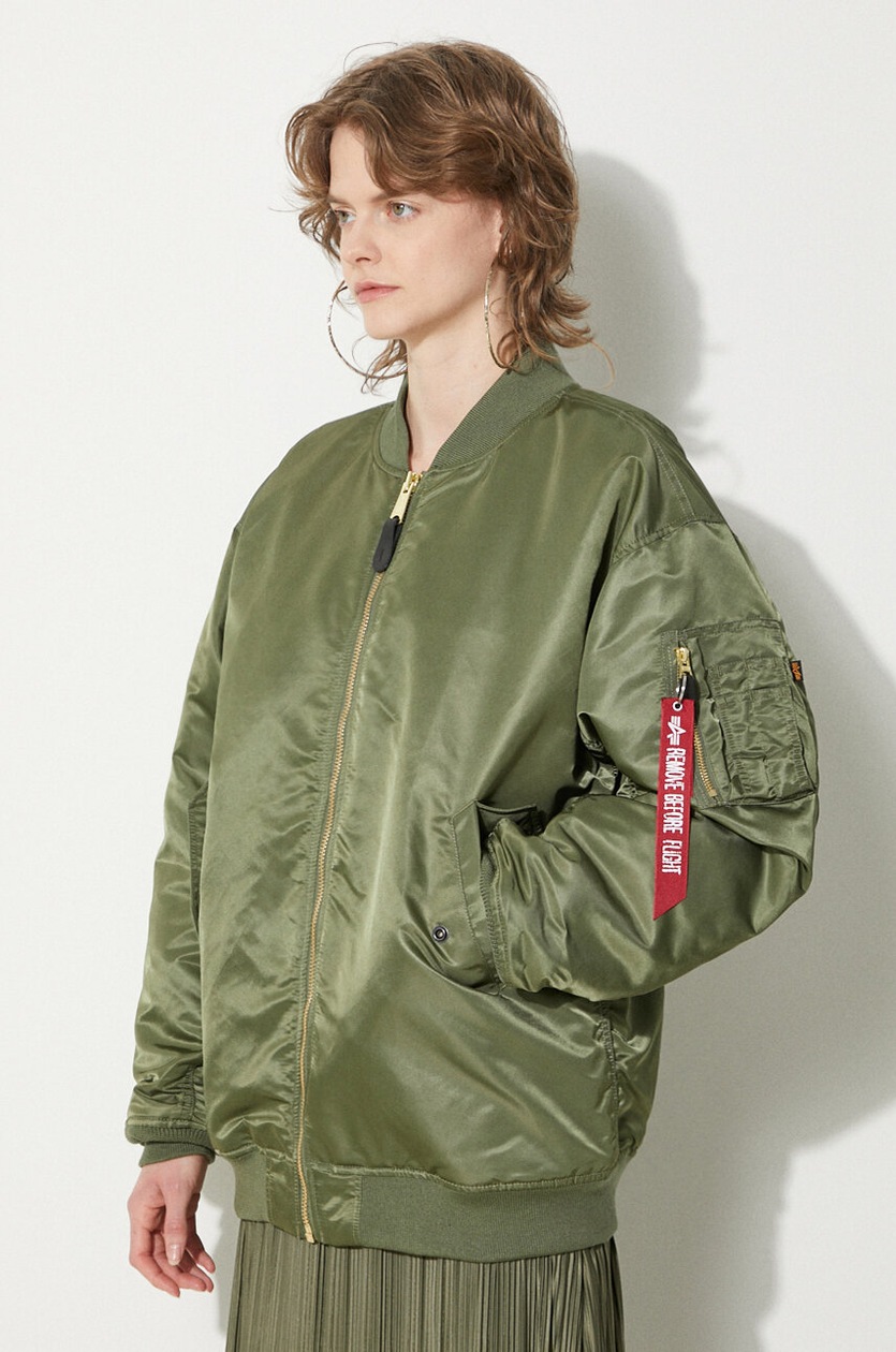 Alpha Industries bomber jacket MA-1 CORE WMN women's green color