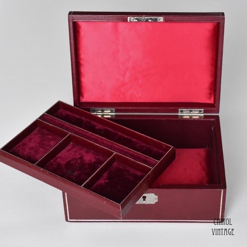 アンティーク バーガンディレザー ジュエリーボックス - CHIROL