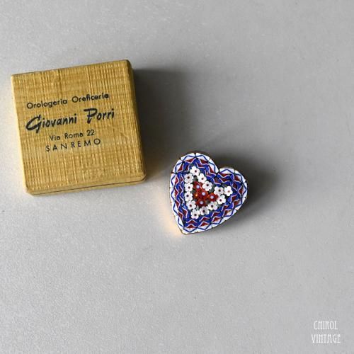 マイクロモザイク ハートブローチ withボックス - CHIROL VINTAGE