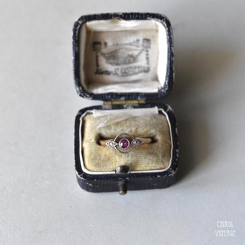 アンティーク アールデコ 18Kゴールド ルビーxダイアモンドリング