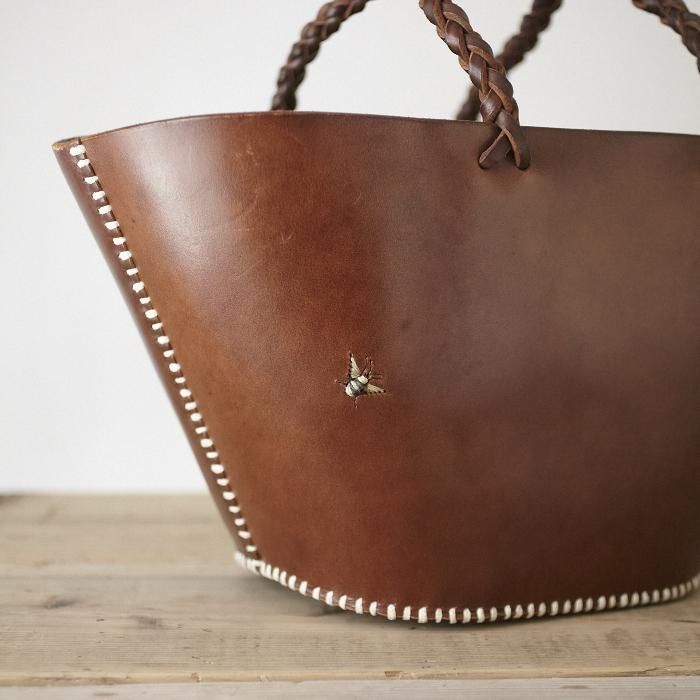 KUROSAWA 革のかごバッグ ブラウン - poooL (online shop)