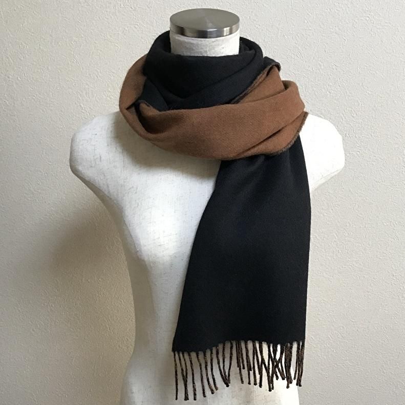 ジョンストンズ（johnstons）カシミアリバーシブルマフラー ダーク