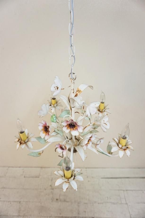 1960-70's ヴィンテージ フラワーモチーフ 5灯シャンデリア