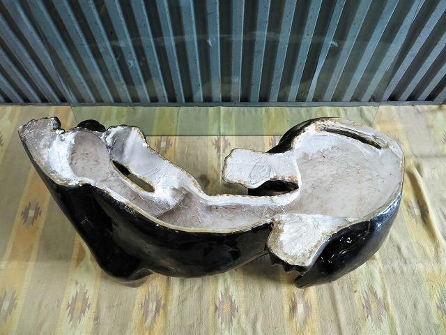 ヴィンテージ ガラストップ パンサー ローテーブル ※輸送困難の為