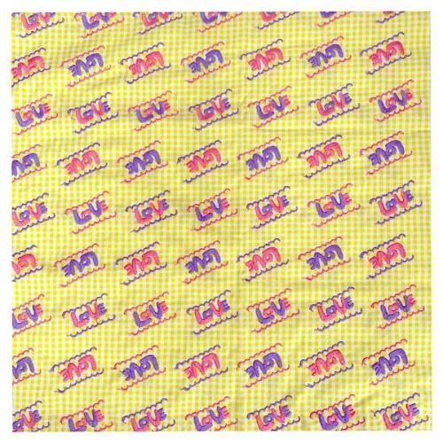 オリジナル 刺繍fabric “LOVE” ギンガムチェック イエロー
