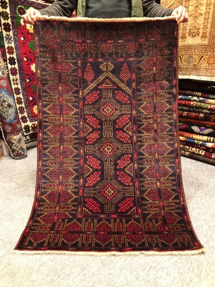 オールド絨毯/イラン・バルーチ/トライバルラグ約139×85cm - 手織り