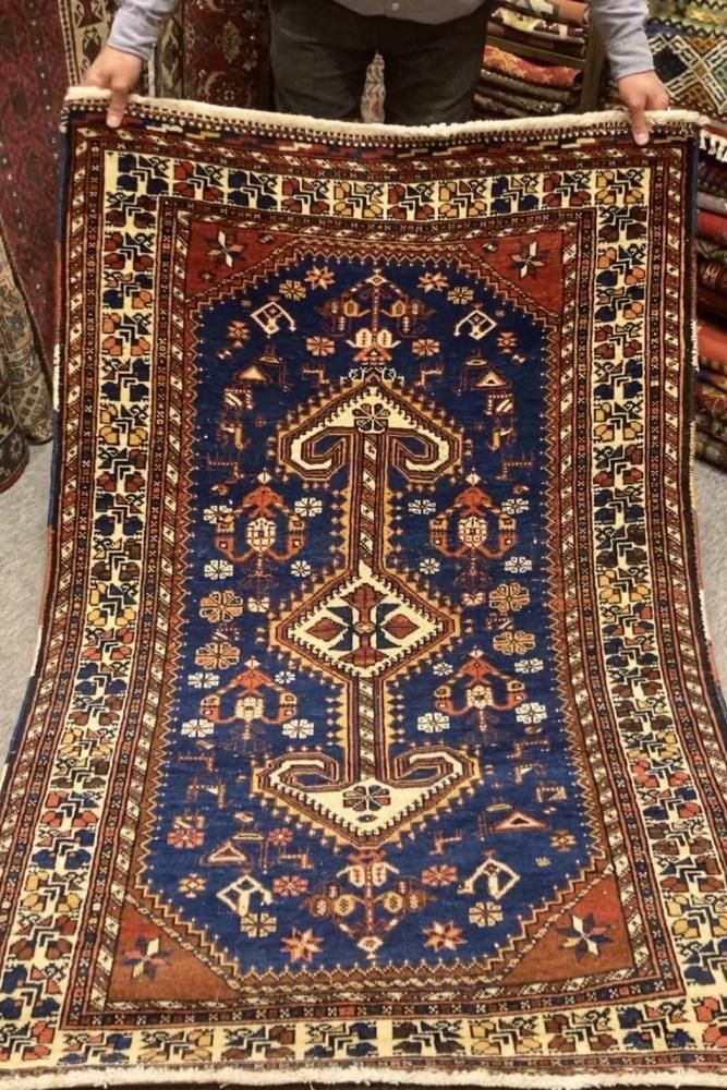 オールド絨毯/イラン・シラーズ/トライバルラグ約165×108cm - 手織り