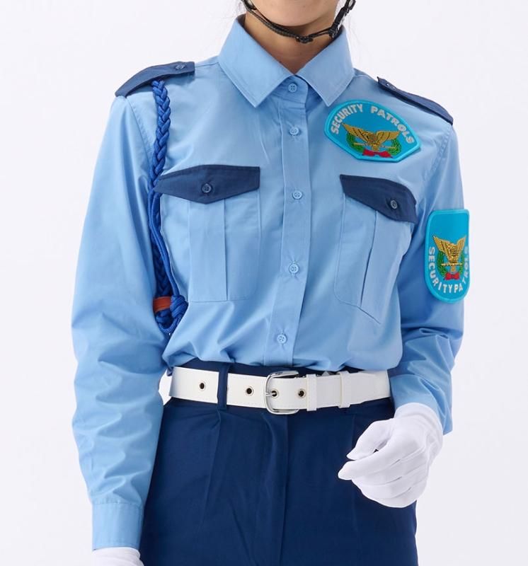 2052TL レディース長袖シャツ | ライトブルー/ネイビー - 警備服・警備