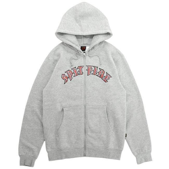 SPITFIRE OLD E EMBROIDERY ZIP HOODIE / HEATHER GREY (スピット