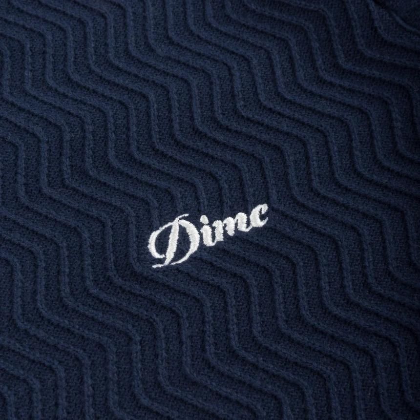 Dime Wave Cable Knit Polo / NAVY (ダイム 半袖ポロシャツ/ニット