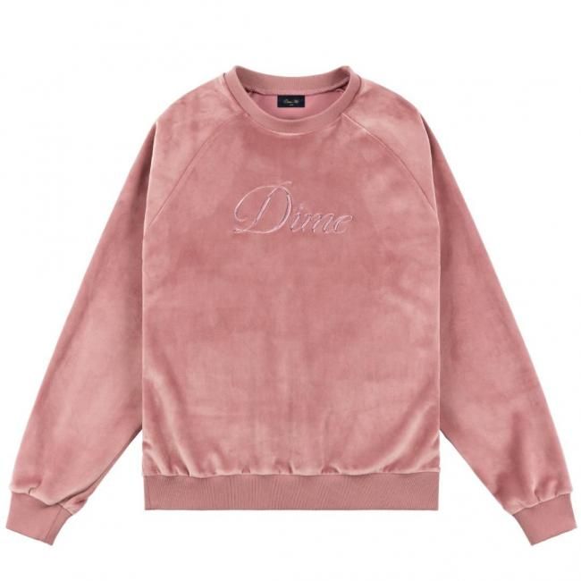 Dime Cursive Velvet Crewneck / Dusty Pink (ダイム クルーネック