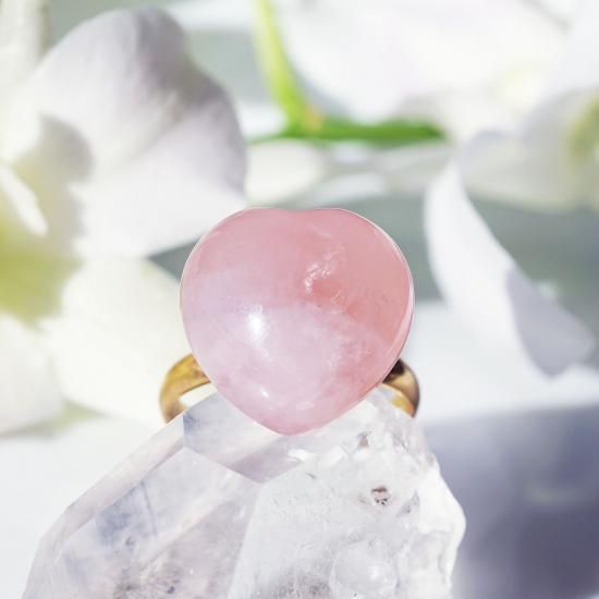 大粒ぷっくり☆ハートローズクォーツ・サージカルステンレスの