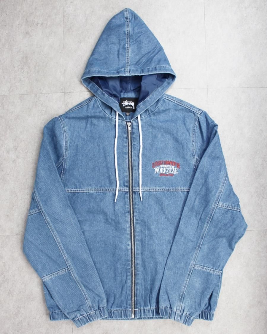 STUSSY SS Link Zip-Up Denim Hoodie Jacket - Blue ステューシー