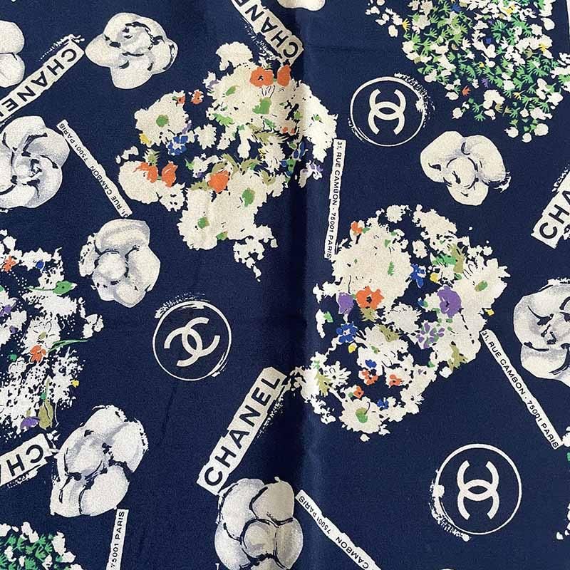 シャネル スカーフ ネイビー花 CHANEL -(soracoya)