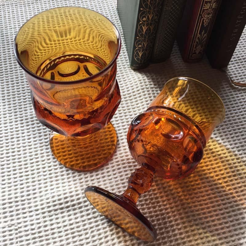 ヴィンテージ ガラスゴブレット アンバー - soracoya（空小屋）