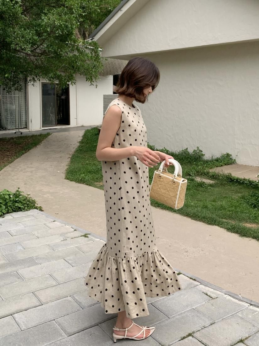 PEPLUM LINEN DRESS DOT - BIRTHDAY BASH