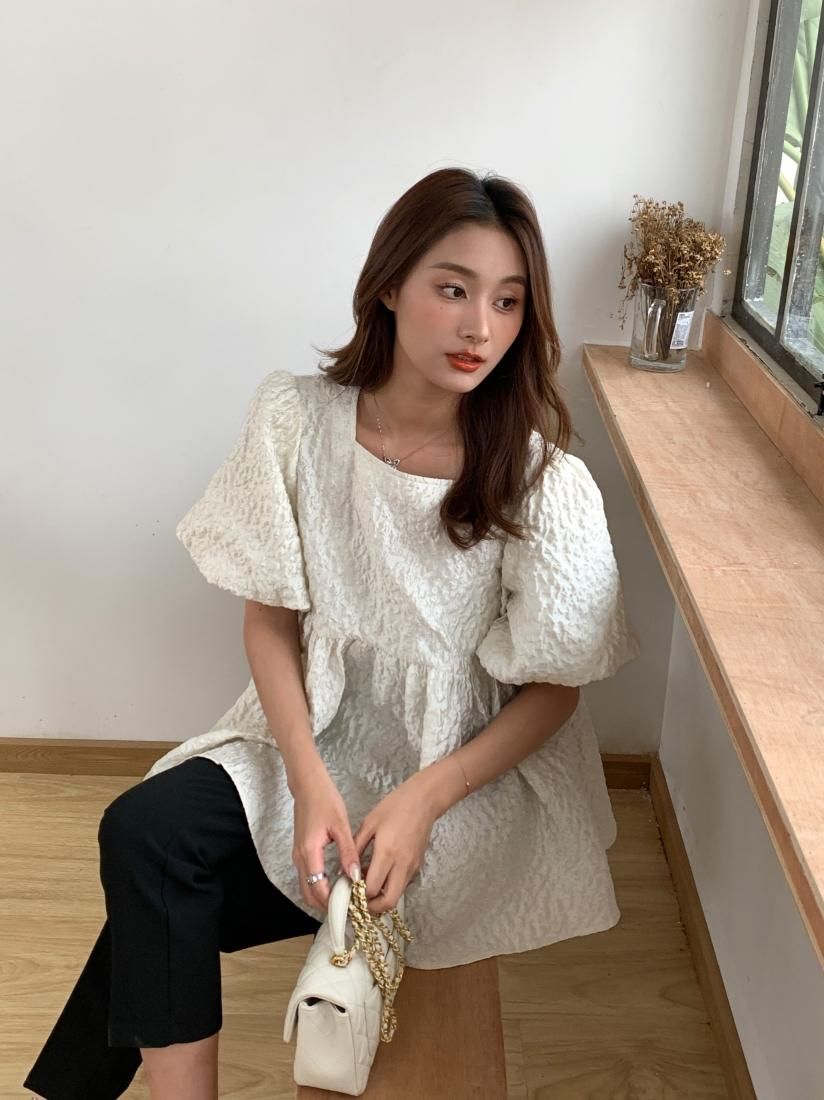 JACQUARD PEPLUM BACK RIBBON TOPS - BIRTHDAY BASH