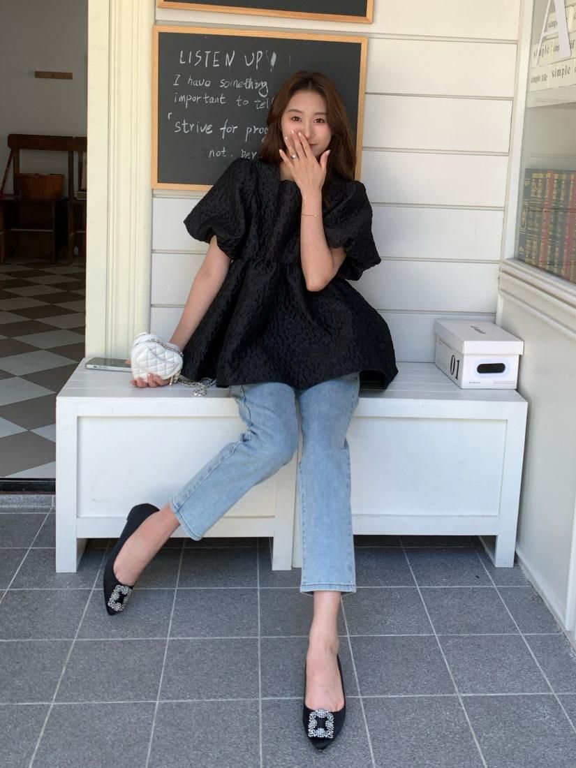 JACQUARD PEPLUM BACK RIBBON TOPS - BIRTHDAY BASH