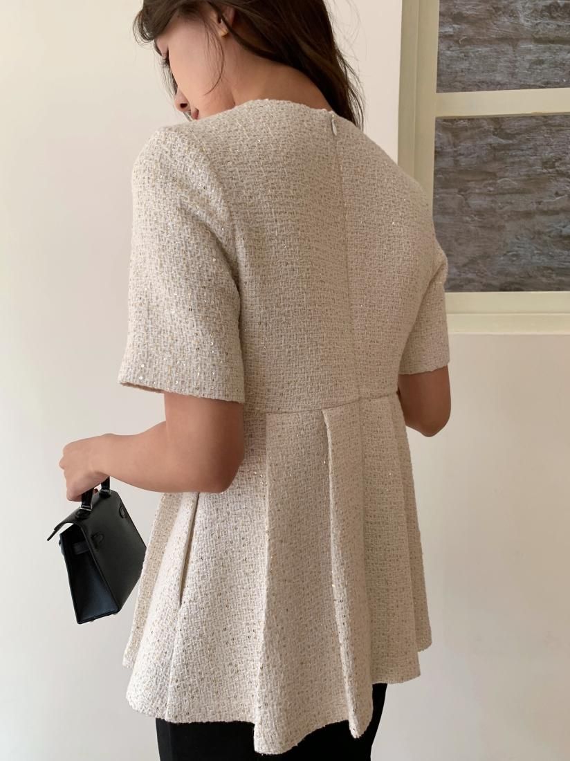 TWEED TUCK PEPLUM TOPS - BIRTHDAY BASH