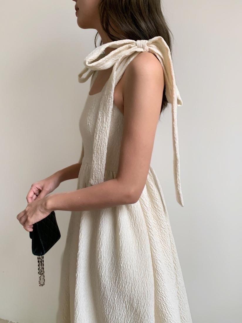 JACQUARD RIBBON SHOULDER DRESS - BIRTHDAY BASH