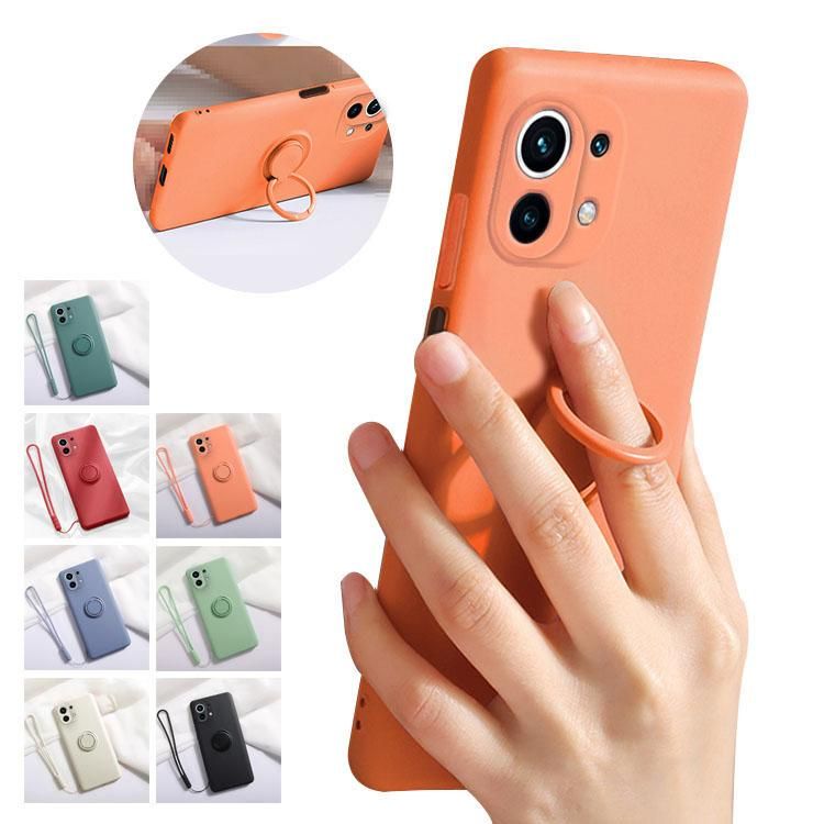 Xiaomi Mi 11 Lite 5G ケース リング付き&ストラップ付き 耐衝撃 保護