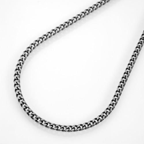 a1743-30-50 ブラック(燻し)喜平チェーンネックレスシルバー925幅3.0