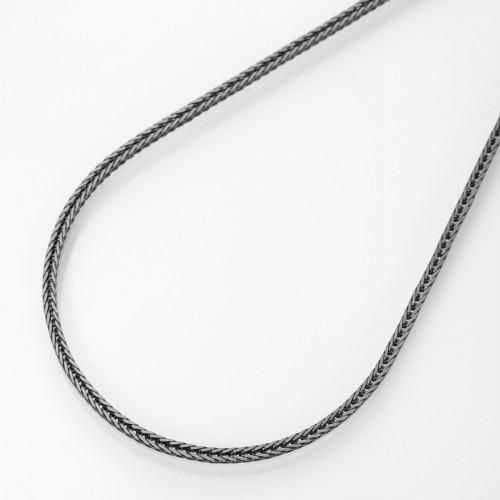 a1751-14-50 ブラック(燻し)フォックステールチェーンシルバー925幅1.4