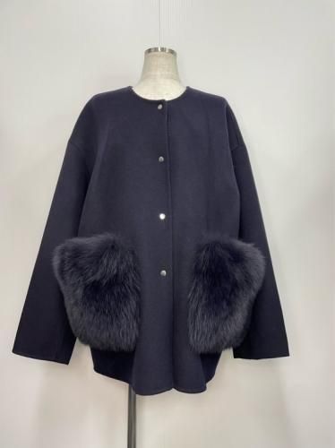 即納+受注】ウールダブルフェイスFOXポケットコート75