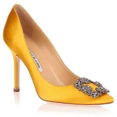 ハンギシ サテン パンプス イエロー105 マノロブラニク