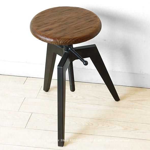 パイン古材 ヴィンテージ アンティーク 昇降スツール 回転スツール