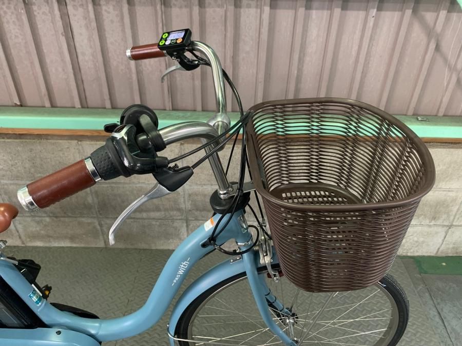 電動自転車 ヤマハ PAS With 26インチ 水色 12.3ah 2017年頃 前後