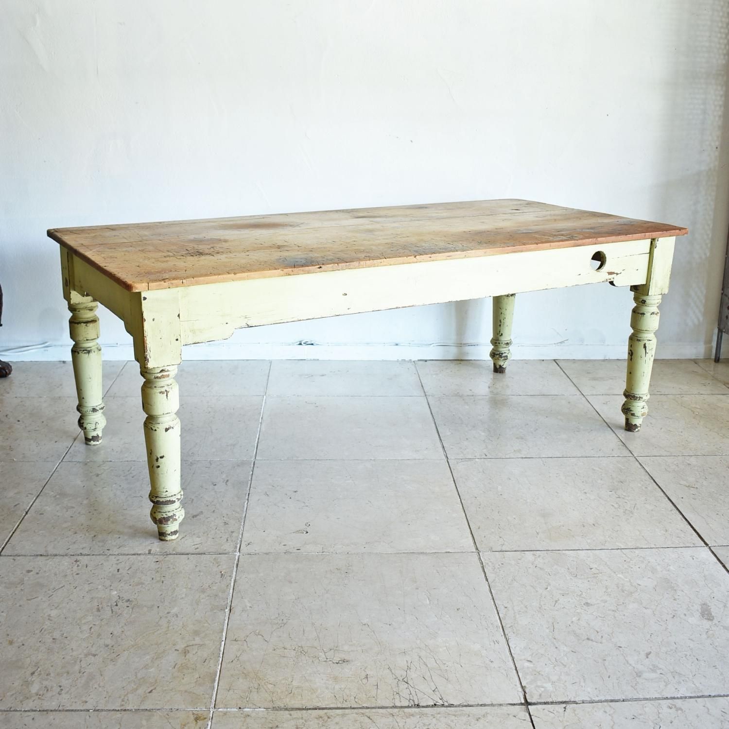 オールドパインペイントダイニングテーブル 1950年代 フランス