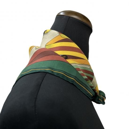 HERMES】エルメス カレ40 J.METZ ベルト柄 Les Sangles シルクスカーフ