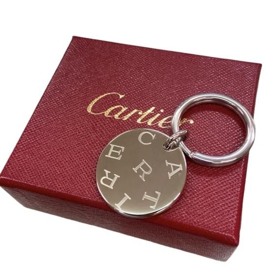 カルティエ SS キーホルダー キーリング バッグチャーム ラウンド 箱