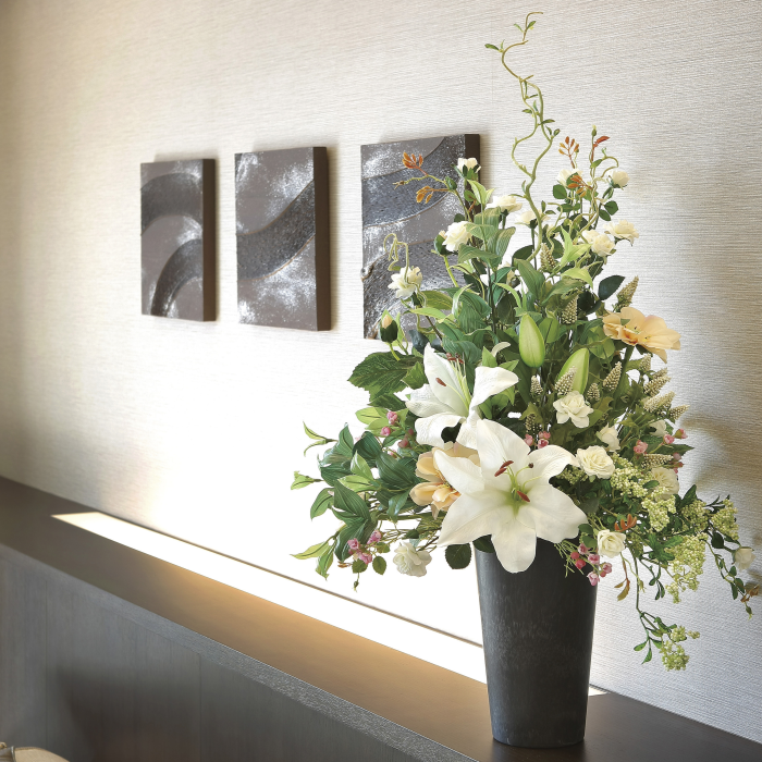 造花(光触媒)】アレンジメントフラワー スタイリッシュカサブランカ