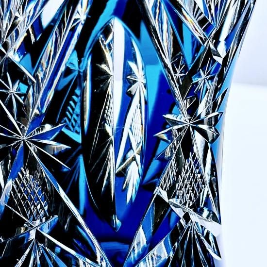 蒼いオールドサンルイ 被せブルーのフラワーベース【20世紀初頭】花瓶