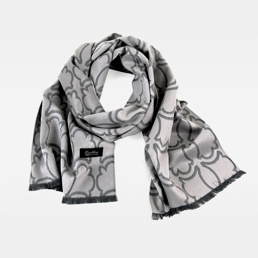 Earldom シルクスフレ マフラー | ジオメトリックグレー - ネック