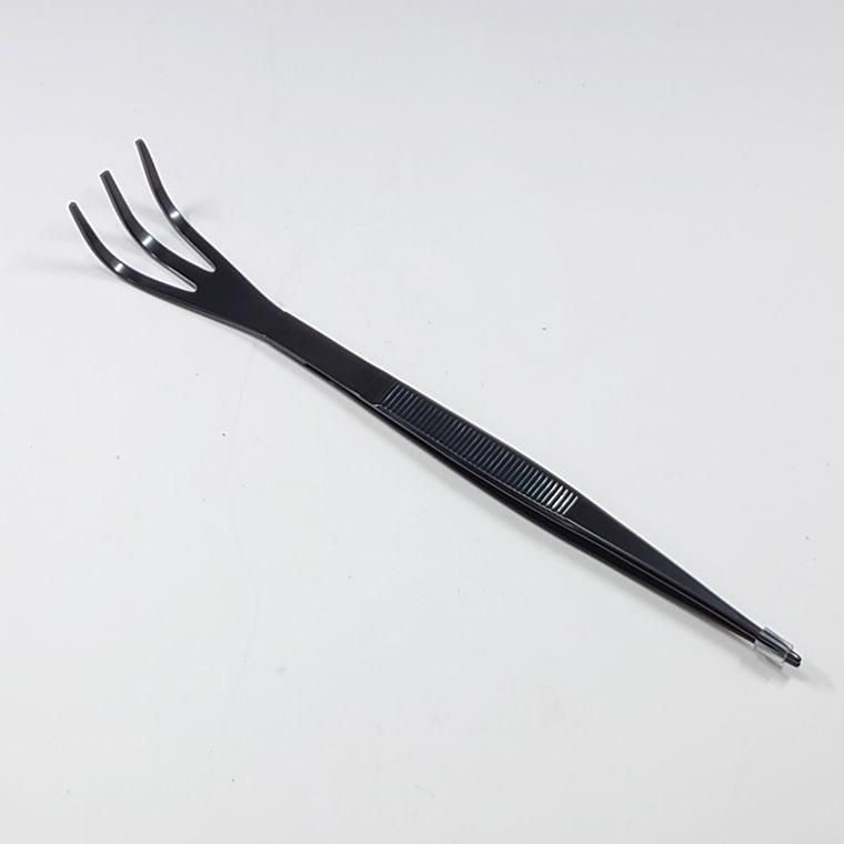 熊手付きピンセット ステンレス（黒メッキ） No.664 - 盆栽、園芸道具