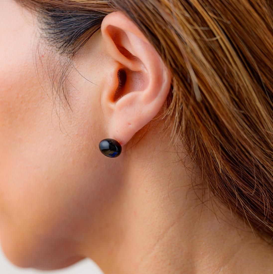 山福限定】mame/黒大豆 ピアス（1粒） - 山から福がおりてくる -山形県